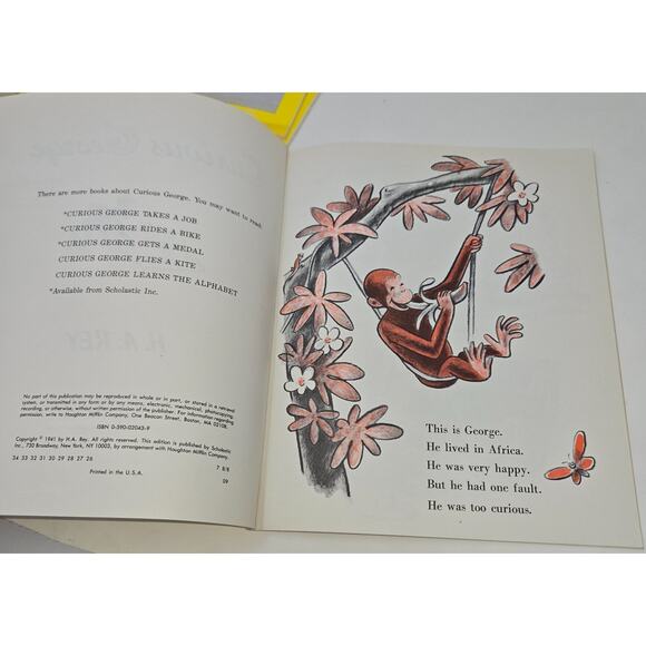 Curious George Book Lot of 8 H.A. Rey 1960s 1980s Hardback Paperback - Picture 11 of 16